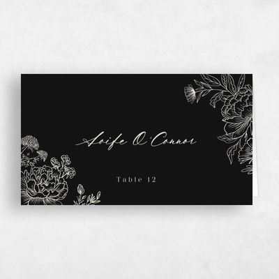 Black Boho Wedding Place Card - Vicenza