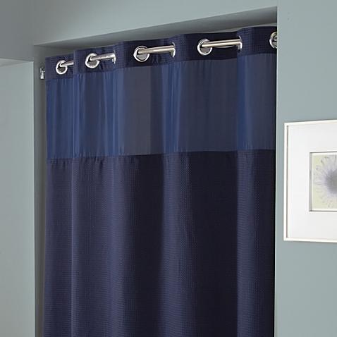 Hookless® Waffle 71-Inch x 74-Inch Fabric Shower Curtain in Navy