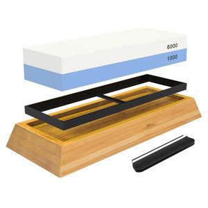Culinary Obsession - Whetstone Knife Sharpening Stone: 2-Sided Professional Grade Japanese Style Waterstone Blade Sharpener, 1000 / 6000 Grits, with Non-Slip Base, Angle Guide, Illustrated PDF Guide & Video Instructions