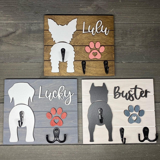 Custom Shiplap Leash Holder, Personalized Dog Leash Holder, Dog Butt Leash Holder, Dog Leash Holder, Housewarming Gift, Gift for Dog.