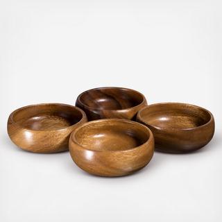 Acacia Wood Calabash Bowls, Set of 4