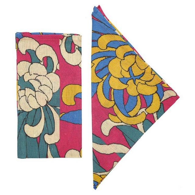 Dahlia Set-Of-Four Printed Linen Napkins