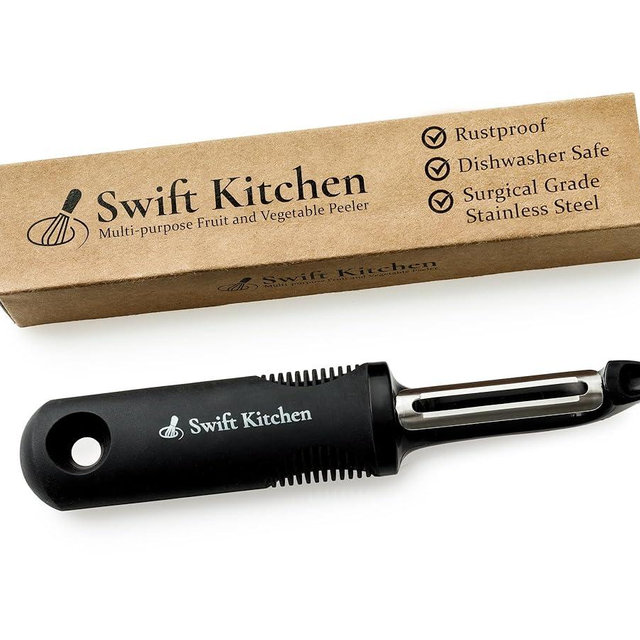 Swift Kitchen Vegetable Peeler with Ultra Sharp Surgical Grade Stainless Steel - Multipurpose, Rustproof, Dishwasher Safe - Peelers for Kitchen, Potato, Apple, Veggie, Fruit
