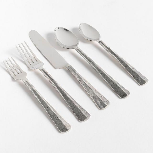 Ridge Flatware Set, Set of 5 - Satin Nickel