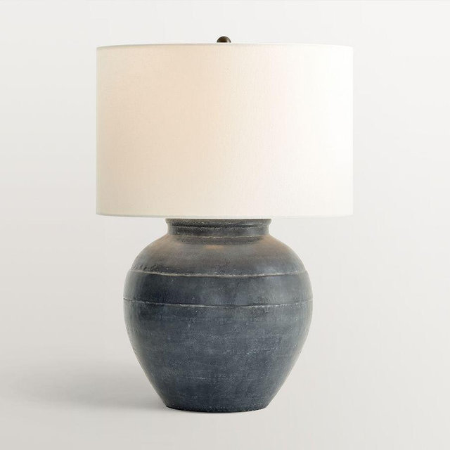 Faris Ceramic 21" Table Lamp, Indigo, Large