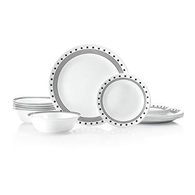 Corelle 18-Piece Service for 6, Chip Resistant, City Block Dinnerware Set