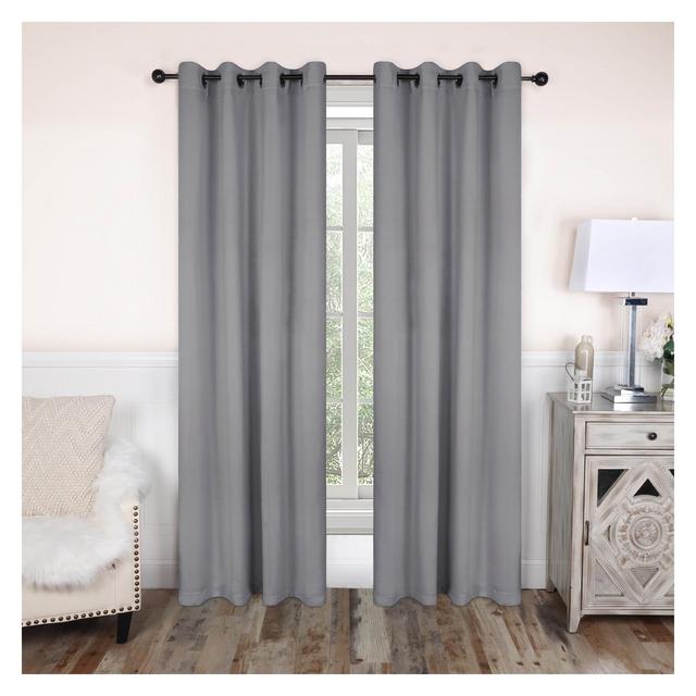Classic Modern Solid Room Darkening Semi-Blackout Curtains, Set of 2, 52"x108", Silver - Blue Nile Mills