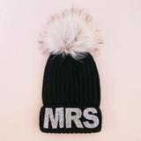 Sparkly Mrs Beanie With Fur Pom Pom