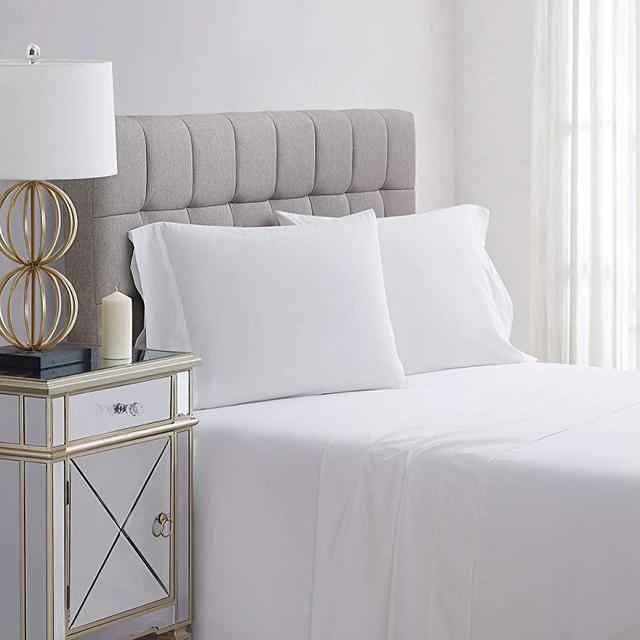 Charisma Percale Cotton 400 Thread Count Sheet Set, King, White