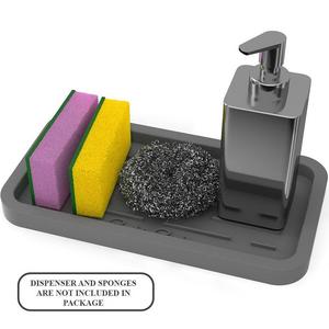 Good to Good - Sponge Holder - Kitchen Sink Organizer - Sink Caddy - Silicone Sink Tray Soap Holder - Grey