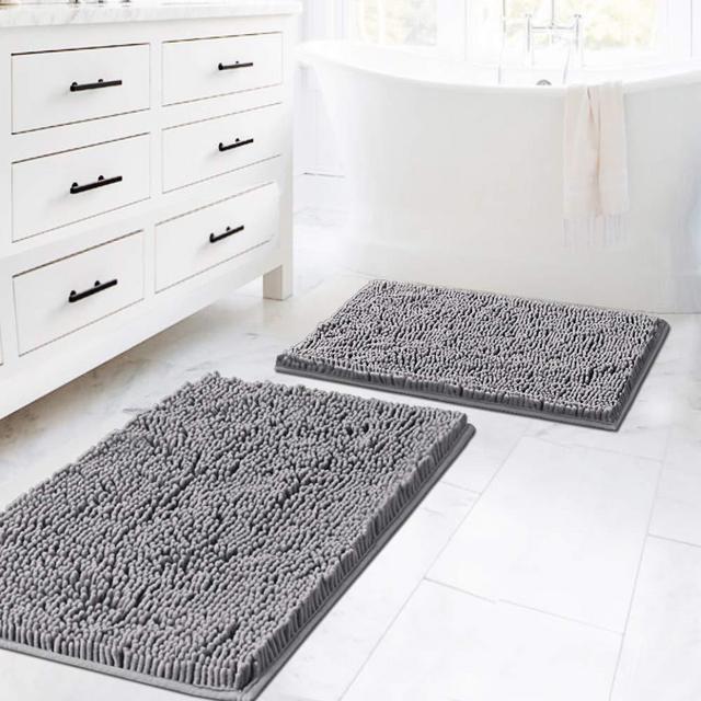 Premius Diamond 2 Piece Non-Slip Bath Rug Set, Burgundy, 17x24, 20x32 Inches