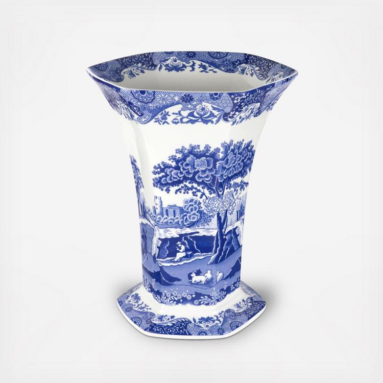 Spode, Blue Italian Hexagonal Vase | Zola