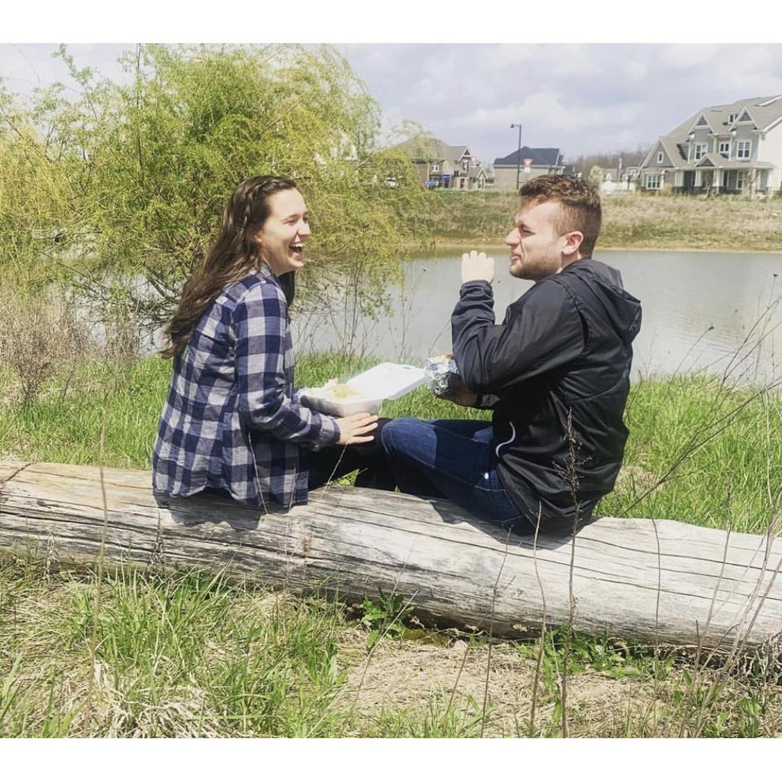 A few weeks after we started dating, we were featured on a food truck's Instagram page. This was the picture they took without us knowing. It is also still Brendan's phone screensaver!