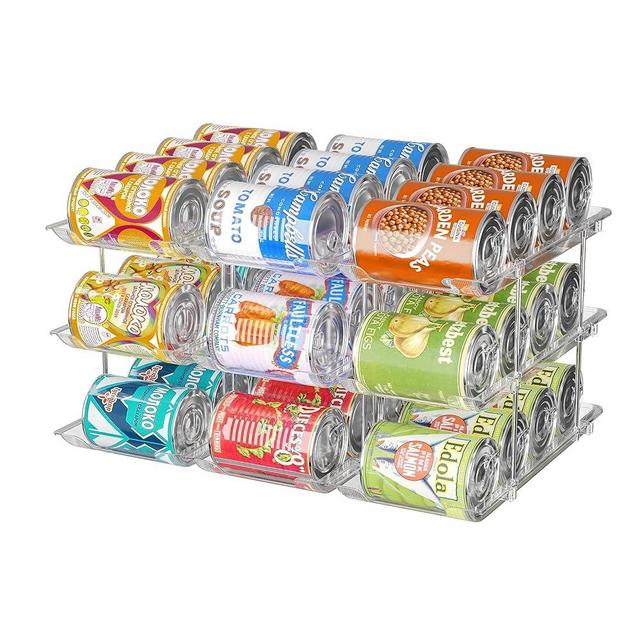 Can Organizer for Pantry, 3 Sets 3 Tiers Can Storage Organizer Pantry,Soda Can Organizer for Fridge 36 Cans Rack Automatic Rolling Stackable Canned Food Organizer,Clear