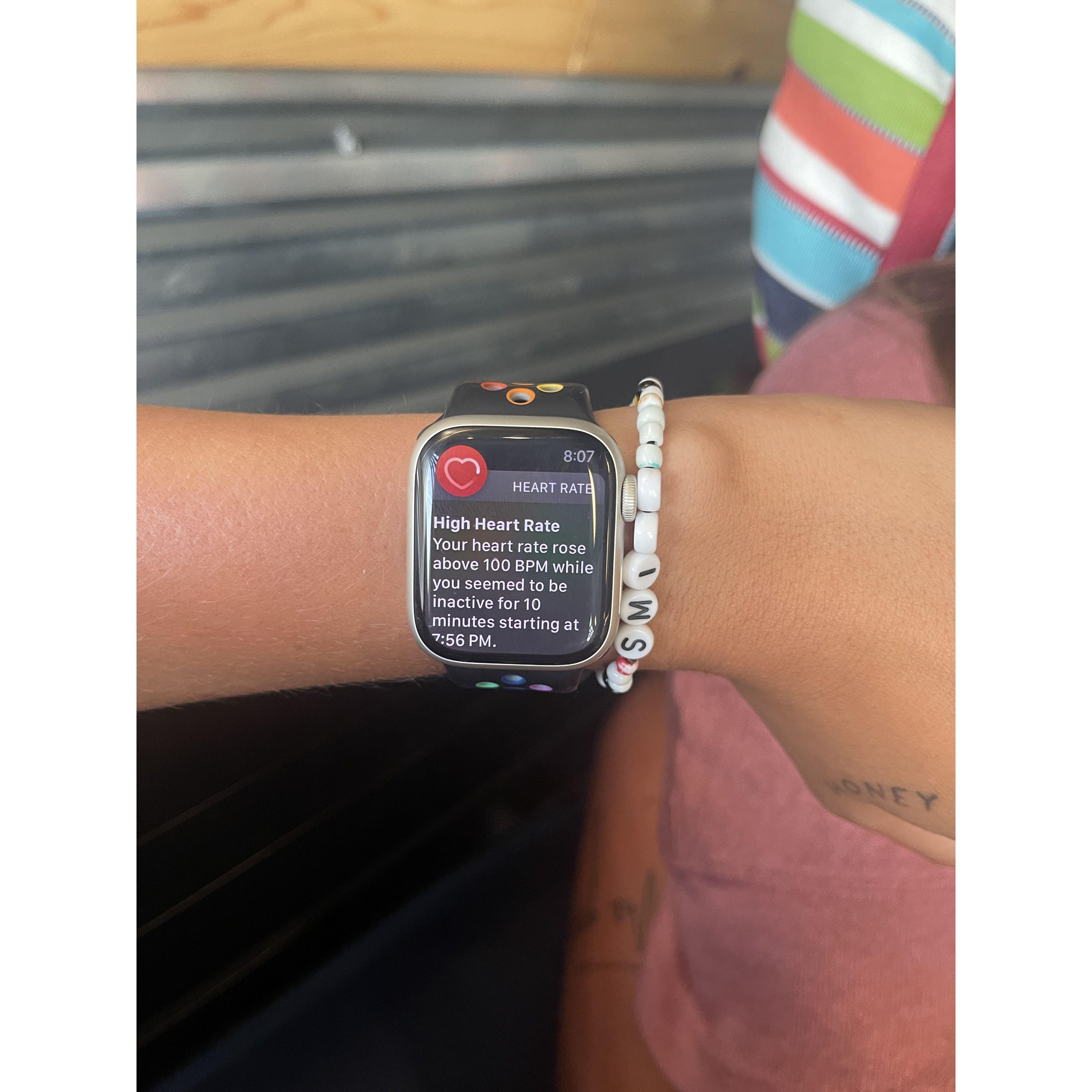 I was trying to figure out how to say "I love you" and if it was a good time to say it and then my watch called me out. I was clearly very nervous. 