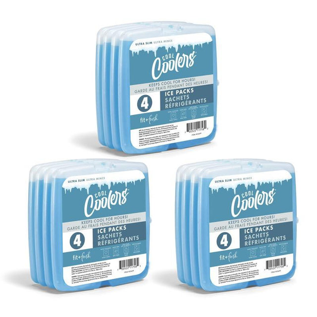 Cool Coolers by Fit + Fresh, Reusable & Long-Lasting Slim Ice Packs, Cold Packs for Lunch Boxes, Ice Packs for Lunch Bags