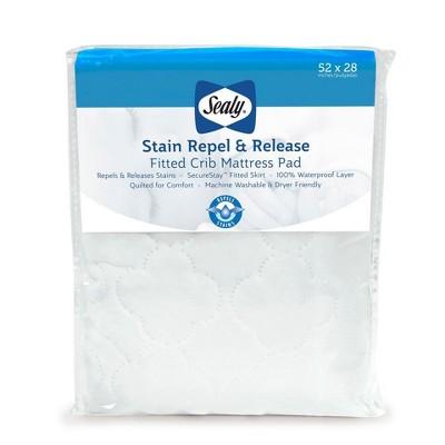 Sealy Stain Repel & Release Fitted Crib Mattress Pad