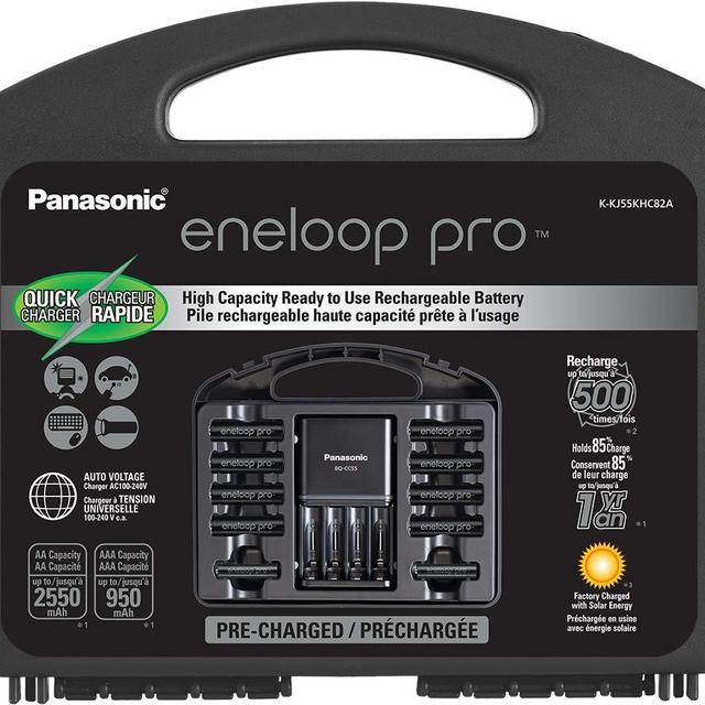Panasonic K-KJ55KHC82A eneloop pro High Capacity Rechargeable Batteries Power Pack 8AA, 2AAA, 4 Hour Quick Battery Charger and Plastic Storage Case