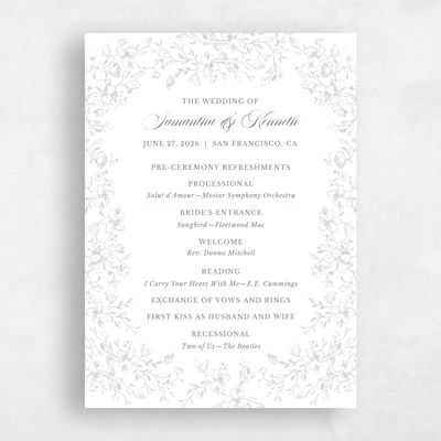 Stone Gray, Grey Wedding Program - Venado
