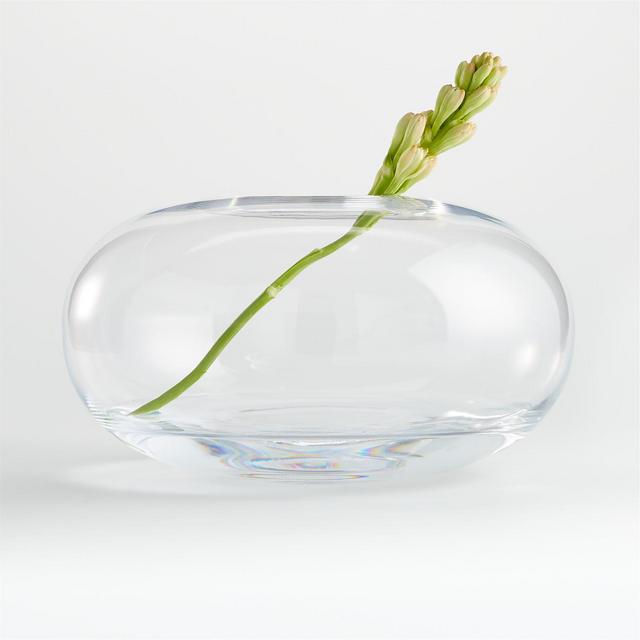 Laurel Clear Low Round Glass Vase 7"