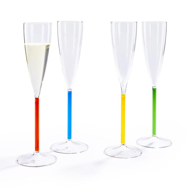 Color Accent Champagne Glasses - Set of 2