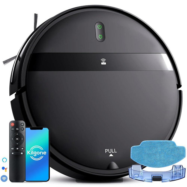 Kilgone Robot Vacuum and Mop Combo, App/Alexa Control, Smart Robot Vacuum Cleaner, Ultra-Thin, Automatic Recharge Robotic Vacuum Cleaner for Pet Hair/Carpet/Hard Floor