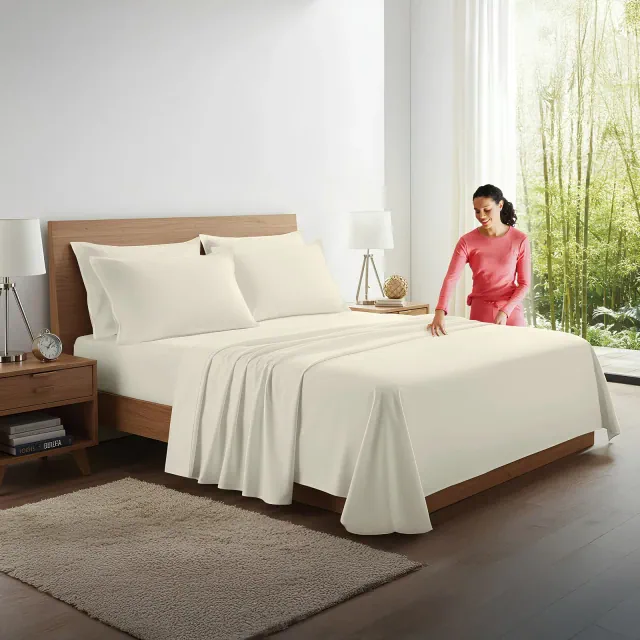 Kickoff Viscose Bamboo Sheets King Size 4-pc Organic Bamboo Viscose Bed Cooling Sheets King Size Set Flat, Fitted, Pillowcases