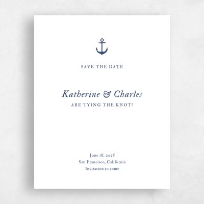 Blue Destination Wedding Save the Date - Providence Type Letterpress