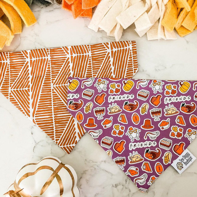 Friends bandana, fall dog scarf, Thanksgiving bandana, Friends tv gift, dog mom gift, dog gift, slip on bandana, chandler bing gifts
