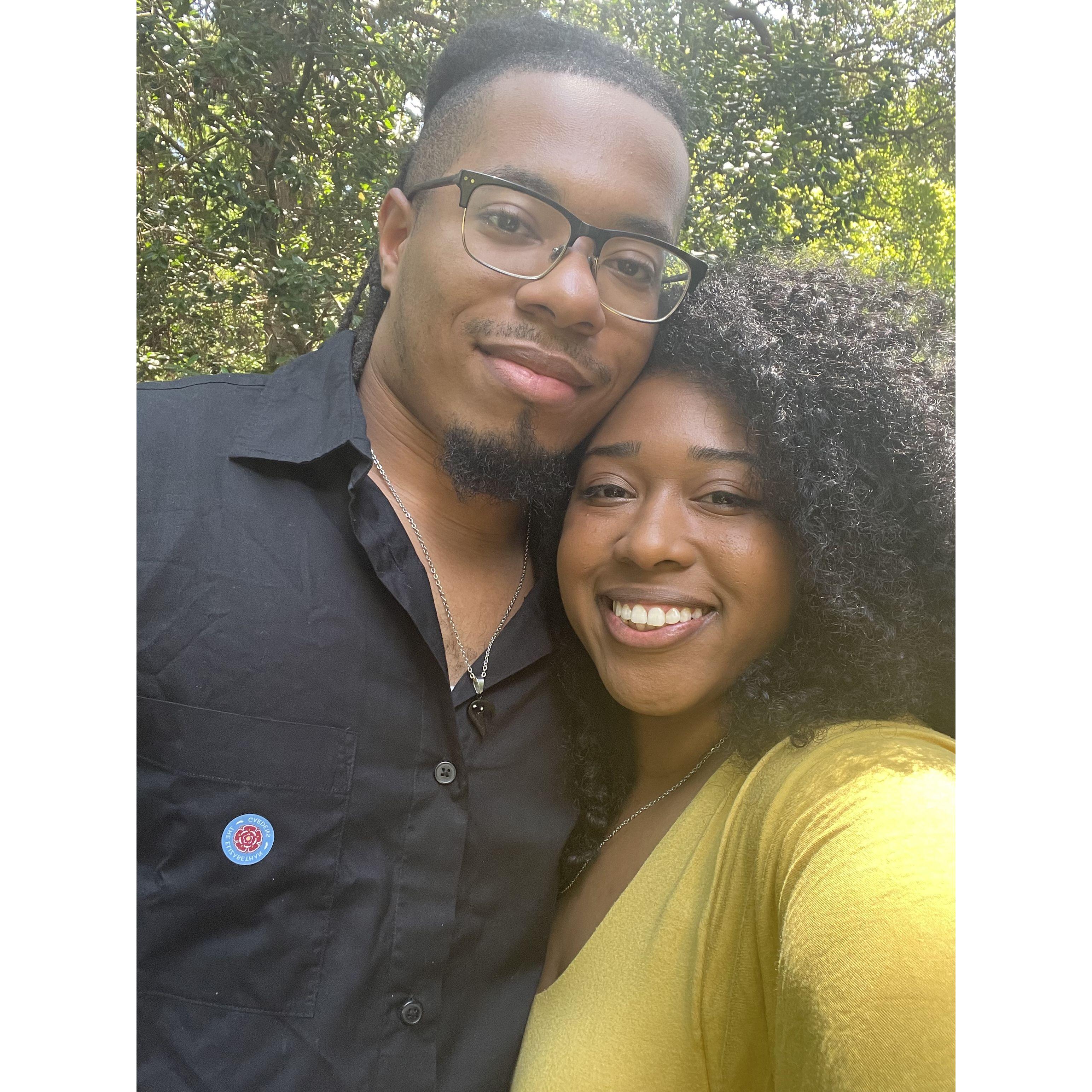 Us the day before the engagement at the Elizabethan Park