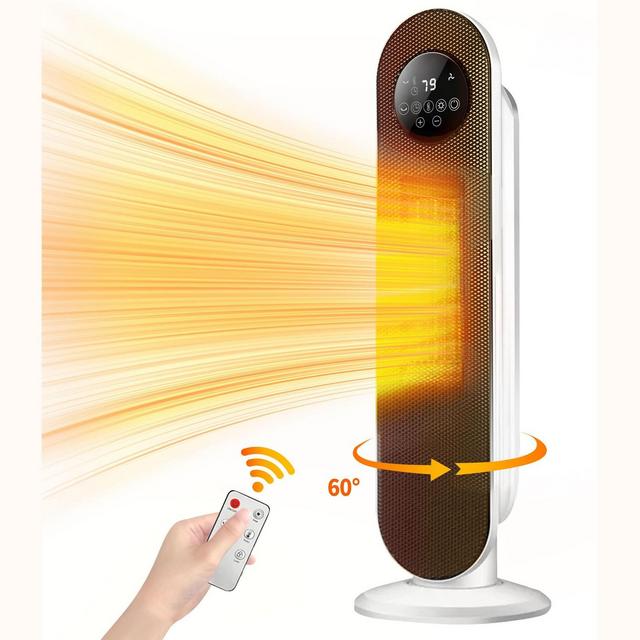 SUGIFT 26" 1500W Electric Portable Oscillating Ceramic Space Heater with Digital Display, White