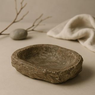 Travertine Rough Organic Shaped Edged Bowl