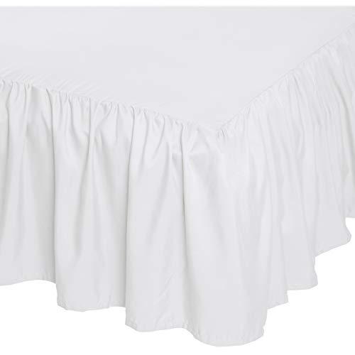AmazonBasics Ruffled Bed Skirt, 16 Inch Skirt Length, Queen, Bright White
