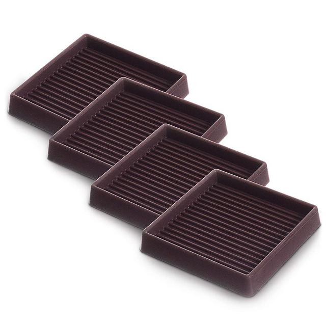 CasterMaster 3X3 Square Rubber Furniture Caster Cups with Anti-Sliding Floor Grip (Set of 4)
