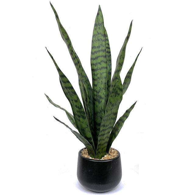 Bird Fiy Artificial Snake Plant 22.5" Faux Agave Fake Sansevieria Artificial Potted Plants for Indoor and Outdoor Home Office Décor