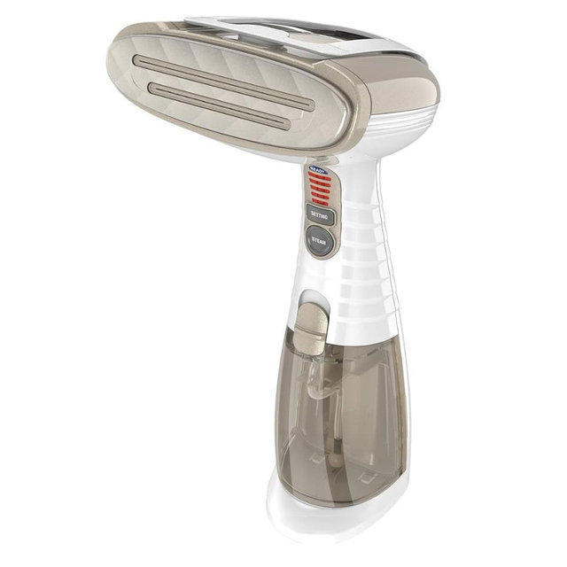 Conair Handheld Garment Steamer for Clothes, Turbo ExtremeSteam 1875W Fabric Steamer, Portable Handheld Design, Strong Penetrating Steam, White/Champagne