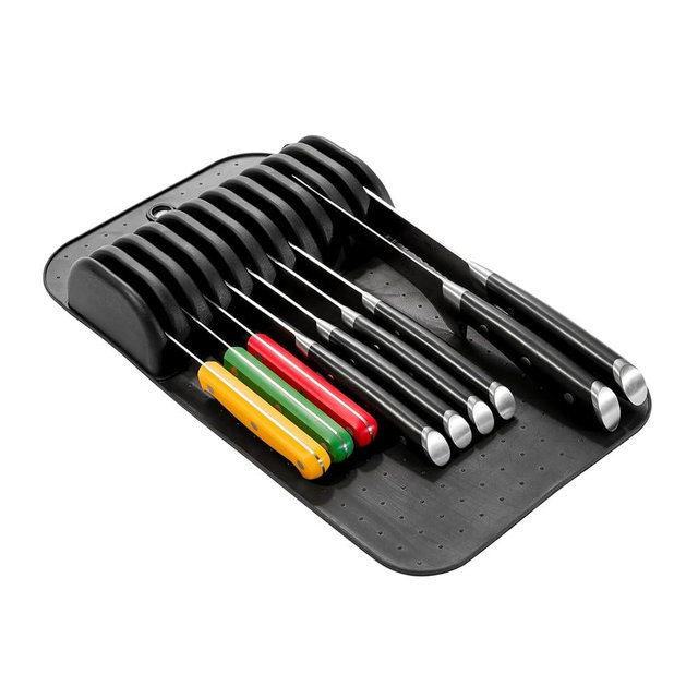 Madesmart Premium Antimicrobial Classic Large Knife Mat Soft-Grip, Non-Slip Drawer, Long-Lasting Home Organization, EPA Certified, Carbon