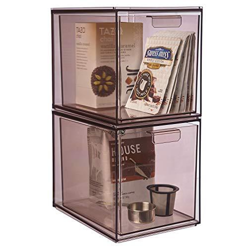 STORi Mod Stackable Pantry Storage Drawers 6-3/4" Tall | set of 2 | Mocha Mist
