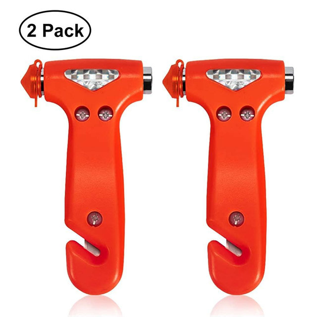 MOTORBUDDY 2-Pack Car Safety Hammer, Auto Emergency Escape Hammer with Window Breaker and Seat Belt Cutter, Striking Red Emergency Escape Tool for Car Accidents