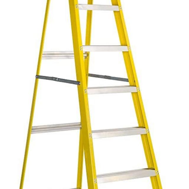 AIRADP 8' Fiberglass Step Ladder, 12' Reach, 250 lbs Load Capacity