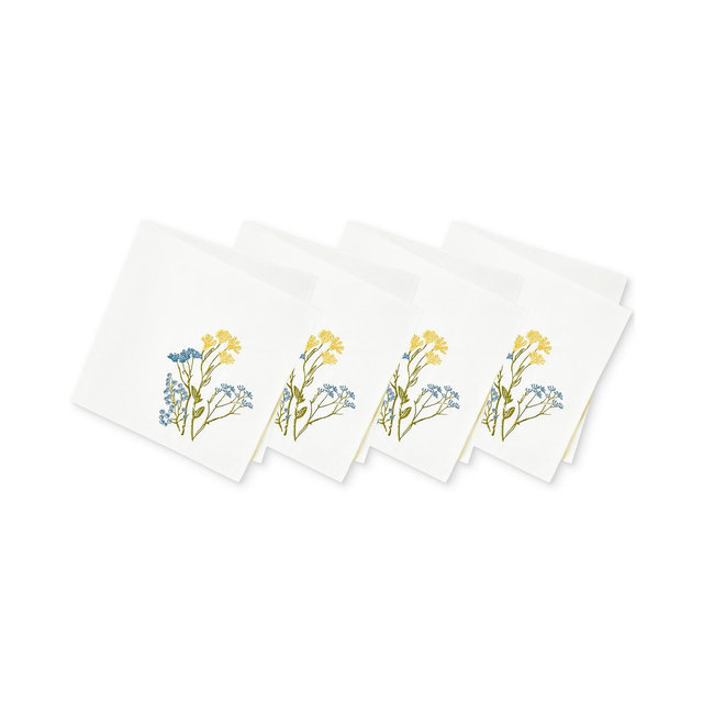 Lenox Wildflowers Border Embroidered 19" x 19" Napkin, Set of 4