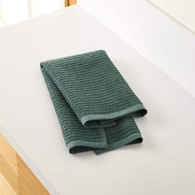 Travia Forest Green Textured Hand Towel