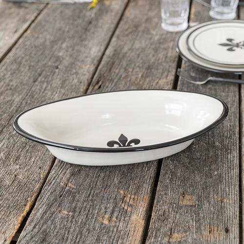 15.5" Small Soirée Bowl in Black Fleur de Lis