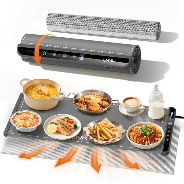 Extra Large Food Warming Mat with Heat-Resistant Pad, 36X15 Inch, 6 Temperature & 6 Timer Settings, Child Lock Safety, Fits More Dishes for Family Dinners and Parties