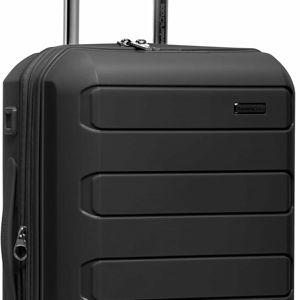 Traveler's Choice Pagosa Hardshell Expandable Luggage with Spinner Wheels, Black, 22-Inch Carry-on