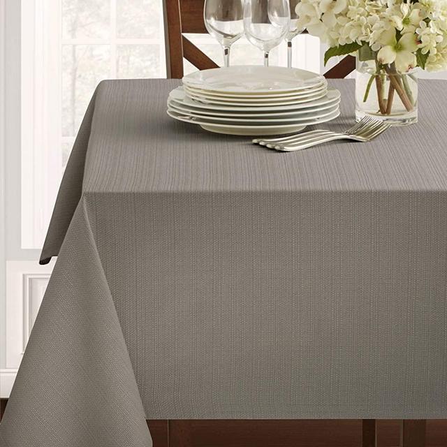 Benson Mills Textured Fabric Tablecloth (60" x 84" Rectangular, Grey)