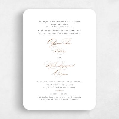 White Rounded Wedding Invitation - Perseus Portrait