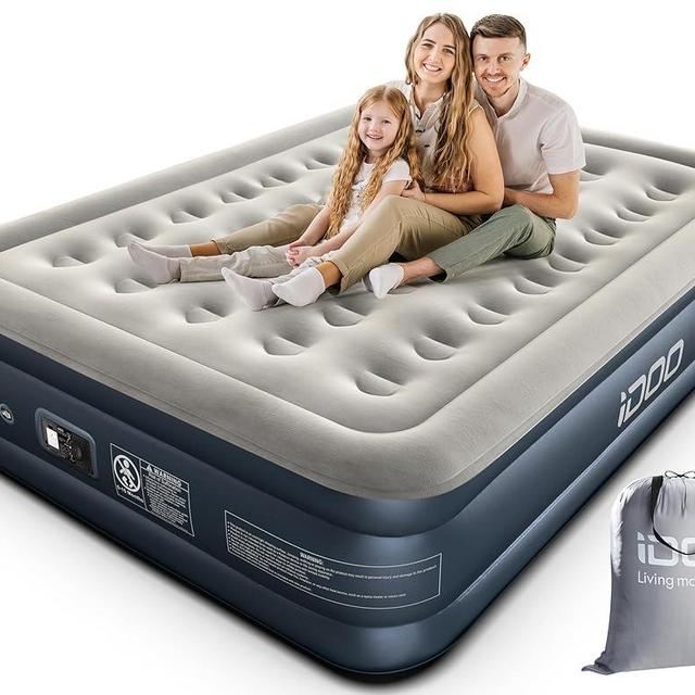 iDOO Air Mattress Full with Built in Pump, 18" Raised Comfort Blow up Mattress, Durable Inflatable Mattress for Guests & Home, Air Bed, colchon inflable, Upgraded Four Chamber Technical Airbed