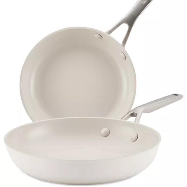 KitchenAid Hard-Anodized Ceramic Induction 2-Pc. Skillet Set - Porcelain White