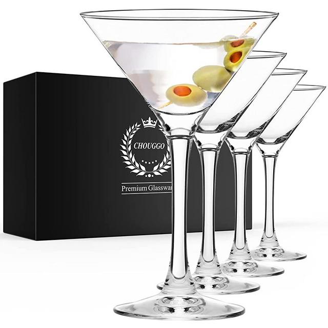 Chouggo Martini Glasses Set of 4, Hand Blown Premium Crystal Cocktail Glasses, for Bar, Martini, Cosmopolitan, Manhattan, Gimlet, Pisco Sour - 10Oz, Clear